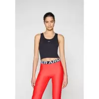 Under Armour女士修身运动健身无缝吸湿排汗背心黑色钢铁色