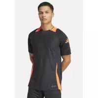 Adidas男士足球训练运动T恤短袖透气速干黑红色休闲服饰