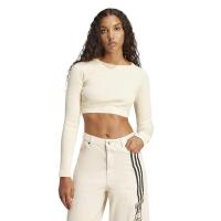 Adidas女款宽松长袖T恤街头潮流运动休闲百搭纯色圆领束脚设计