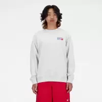 New Balance男士运动卫衣纯棉厚重复古印花宽松百搭套头衫春季新