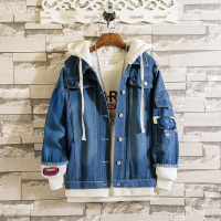 罗里格20201新款夹克连帽假两件外套男士春季潮流ins潮牌上衣春秋工装秋冬牛仔夹克