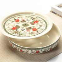 优旋(youe shone) 茶具景德镇茶具陶瓷茶盘 家用储水式托盘套装 简约干泡圆形青花