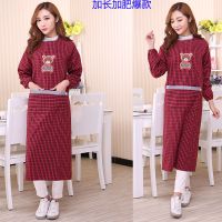 优旋(youe shone) 围裙长袖围裙加长老粗布家用厨房春秋款成人罩衣反穿衣男女工作服