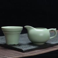 优旋 茶具公杯大号公杯茶道哥窑青瓷分茶器开片汝瓷加茶漏龙泉汝窑公道杯.