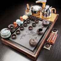 优旋 茶具整套自动茶具套装家用功夫流水实木茶盘紫砂泡茶壶茶台