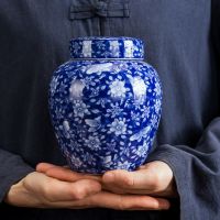 优旋 茶具青花瓷茶叶罐密封罐陶瓷茶叶包装盒白茶绿茶储茶罐复古茶仓家用