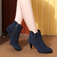 光讯短靴女秋季2018新款韩版单靴女马丁靴裸靴时尚磨砂水钻高跟女靴子