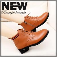 光讯短靴女秋冬季2018新款女靴粗跟单靴女真皮鞋学生休闲马丁靴女鞋子