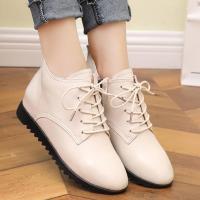 光讯休闲皮鞋女2018新款百搭春秋季单鞋内增高坡跟高帮真皮平底女鞋子