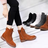 短靴女秋冬季2018新款平底英伦马丁靴女单靴真皮靴机车靴短筒女靴