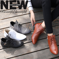 短靴女秋冬季2018新款马丁靴女单鞋粗跟裸靴短筒百搭平底真皮女鞋