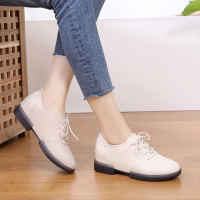 鞋子女春季2019新款韩版内增高单鞋女真皮鞋平底系带休闲妈妈女鞋