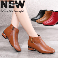 短靴女秋冬季2019平底马丁靴女单靴真皮靴短筒矮靴加绒女靴子