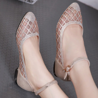 2019新款夏季包头凉鞋女平底纱女鞋罗马时尚水钻镂空单鞋仙女鞋