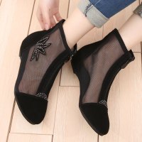 2019新款夏季透气镂空纱凉鞋平底真皮内增高女鞋百搭大码靴子