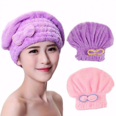 [两个装]新款干发帽加速吸水速干神器加厚浴帽月子帽珊瑚绒干发巾包头巾女头巾
