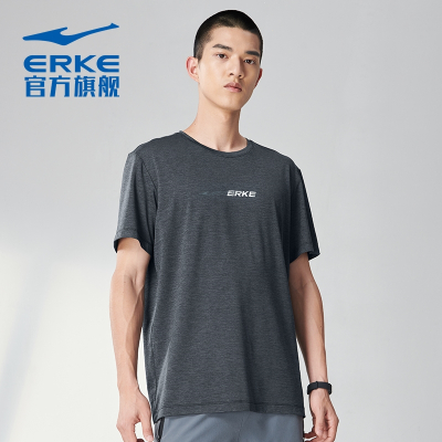 单向导湿鸿星尔克(ERKE)2022夏季新款男士速干运动健身上衣短袖T恤男