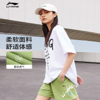 李宁(LI-NING)短卫裤女士2023新款官方夏季宽松透气裤子休闲黑色运动短裤女