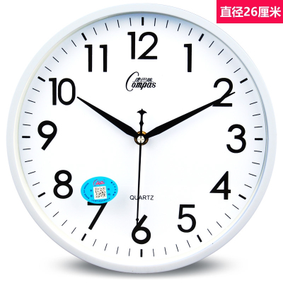 康巴丝(Compas)性挂钟创意钟客厅时钟大挂表 简约壁钟 10英寸(直径25.5厘米) 2855白色26厘米 抖音