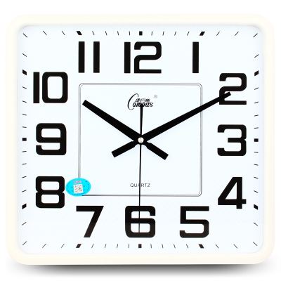 康巴丝 客厅大挂钟方形液显日历石英钟创意钟表时尚时钟简约钟 16英寸(直径40.5厘米) 2988纯情白无日历 抖音