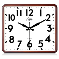 康巴丝(Compas)客厅挂钟卧室电子钟表创意 个性时尚日历时钟石英钟家用 14英寸(直径35.5厘米) 橡木色 普通
