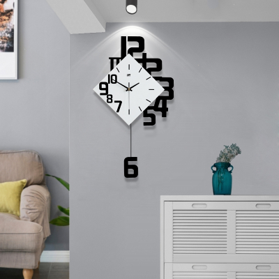 纳丽雅(Naliya)北欧家用大气个性创意时尚时钟卧室艺术 挂钟客厅现代简约钟表 抽象[3框+挂钟] 20英寸以上