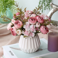 纳丽雅(Naliya)玫瑰花束仿真干花欧式客厅卧室摆设放餐桌茶几冰箱上的装饰花摆件 银色 紫色春色菊12号
