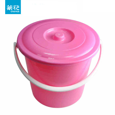 茶花(CHAHUA)家用手提水桶加厚大号桶洗拖把桶 桶小圆桶宿舍洗澡洗衣桶 [34CM]红色
