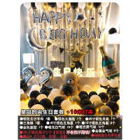 生日派对趴体快乐装饰气球惊喜场景布置男生女孩男孩儿童背景墙品 皇冠时尚豪华生日套餐+10米灯串[36寸数字备注]