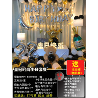 生日派对趴体快乐装饰气球惊喜场景布置男生女孩男孩儿童背景墙品 (大礼包)皇冠时尚生日套餐