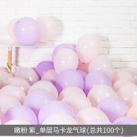 网红马卡龙色气球创意婚礼结婚房间儿童生日派对场景布置装饰用品 嫰粉紫_单层马卡龙气球(总共100个)