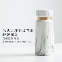 ins北欧轻奢干花纳丽雅花瓶现代简约客厅家居陶瓷插花摆件创意民宿装饰 米达大理石纹描金花瓶