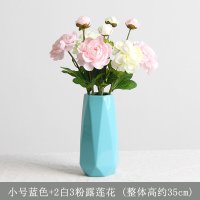 ins北欧陶瓷花瓶纳丽雅白色水培客厅干花小花瓶 简约装饰品桌面插花摆件 蓝色小号+2白3粉色露莲