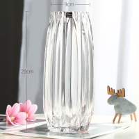 创意大号玻璃瓶透明纳丽雅彩色水培富贵竹百合玫瑰竖棱花瓶客厅插花摆件 （璀璨款）透明-高款 大