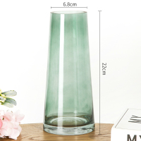轻奢 北欧T型简约玻璃纳丽雅花瓶透明水培客厅花器家居装饰插鲜花瓶摆件 T型(绿色) 中等