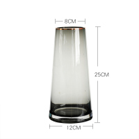 北欧风玻璃花瓶简约纳丽雅摆件客厅餐桌插花干花装饰品花器水培锤纹描金 墨灰中款