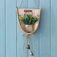 田园竹编仿真植物风铃铃铛墙饰创意家居墙面装饰品壁挂饰店铺挂件 紫色圈圈