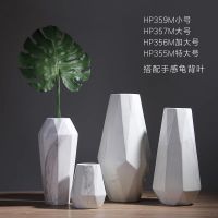 大理石纹北欧陶瓷花瓶摆件现代简约风创意客厅干花插花电视柜摆设 四件套+1支手感龟背叶