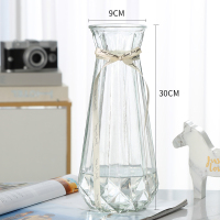 特大号欧式玻璃花瓶透明水养富贵竹百合干花花瓶花器客厅插花摆件 (30南瓜)透明 大