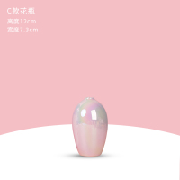 珍珠小花瓶客厅插花北欧创意简约家居饰品餐桌陶瓷干花装饰品摆件 彩虹珍珠C款