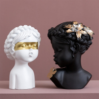 创意树脂人像塑工艺品酒柜玄关电视柜客厅摆件家居饰品 卡梦尼组合E