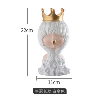 创意树脂人像塑工艺品酒柜玄关电视柜客厅摆件家居饰品 皇冠长发-白金色