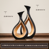 现代简约家居摆件中式轻奢陶瓷花瓶客厅酒柜电视柜工艺术软装饰品 玲珑花瓶一对(小号)