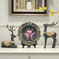 创意欧式工艺礼品美式家居摆设客厅玄关电视柜酒柜软装饰品鹿摆件 鹿三件套03款