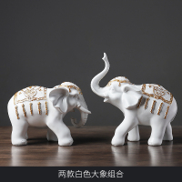 北欧红酒架摆件家居客厅酒柜办公室装饰品现代简约创意摆设工艺品 白色大象一对