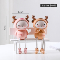 ins北欧客厅创意吊脚娃娃可爱家居小摆件少女房间布置装饰 品摆设 幸运小鹿[一对]