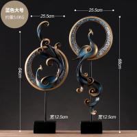 电视柜摆件凤凰轻奢工艺美式家居软装摆设客厅欧式装饰品结婚 蓝色一对【大号】