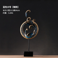 电视柜摆件凤凰轻奢工艺美式家居软装摆设客厅欧式装饰品结婚 蓝色单个[大号]尾向上