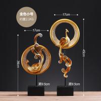 电视柜摆件凤凰轻奢工艺美式家居软装摆设客厅欧式装饰品结婚 金色一对[小号]