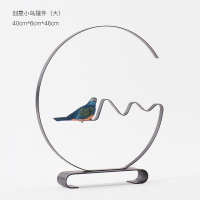 新中式陶瓷假山摆件软装饰品样板房书酒店客厅电视柜玄关禅意摆设 创意小鸟摆件（大）